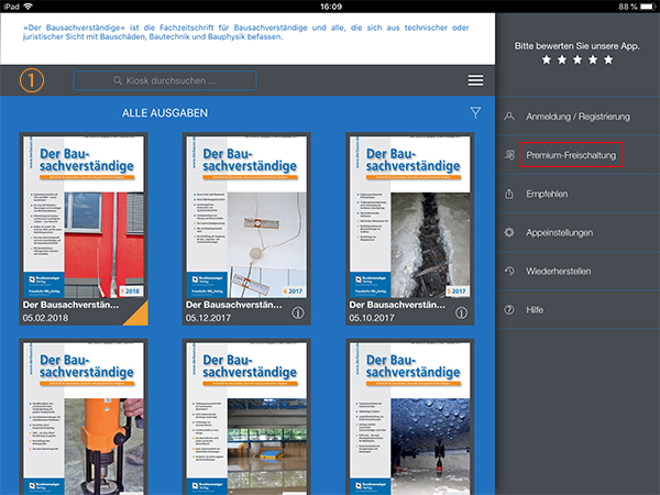 Screenshot E-Journal Freischaltung